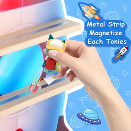 Taladad for Toniebox Starter Tonie Shelf Wall Mounted Set of 4,Tonies Figures Tonies Storage,Magnetic Wooden Floating Shelves Compatible with Tonie box Player Character for Children Room