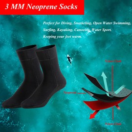YDQUANI Neoprene Socks 3 mm Wetsuit Socks Thermal Anti-Slip Wetsuit Boots Cold Water Swimming Socks Diving Socks for Women Men Open Water Swimming Surfing Kayaking Paddleboarding
