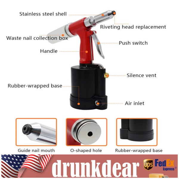 Aluminum Alloy Self-Priming Pneumatic Rivet Gun For Decor /Automotive /Container