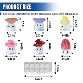 GAOLAOSY 6PCS Luminous Mushrooms Car Dashboard Decorations, Mini Resin Automotive Rear View Mirror Decoration Accessories, Cute Fun Interior Ornament for Vehicle, Home, Office (Mushroom)