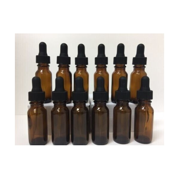 1/2 Oz Amber Glass Bottle with Glass Eye Dropper (15ml)