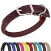 OOPSDOGGY Rolled Leather Dog Collar Soft Roll Collars for Small