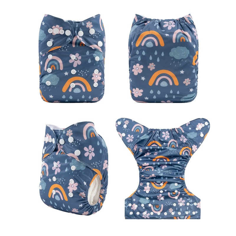 babygoal Reusable Cloth Diapers 6 Pack+6pcs Rayon from Bamboo Inserts+Wet