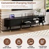 SOFTSEA Modern Fluted TV Stand with Charging Station for 80"+