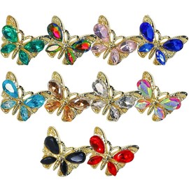 FRCOLOR 10pcs Butterfly Rhinestones Nail Charms for Manicure Art Decoration Nail Gems for Elegant and Daily Use