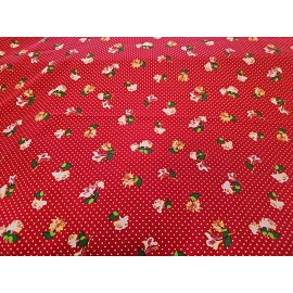 NA Crepe Fabric Abstract Small Roses and Polka Dots  Contemporary By the Yard