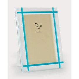 Tizo 4" X 6" Acrylic Crystal Clear Photo Frame, TURQUOISE INLAY Design