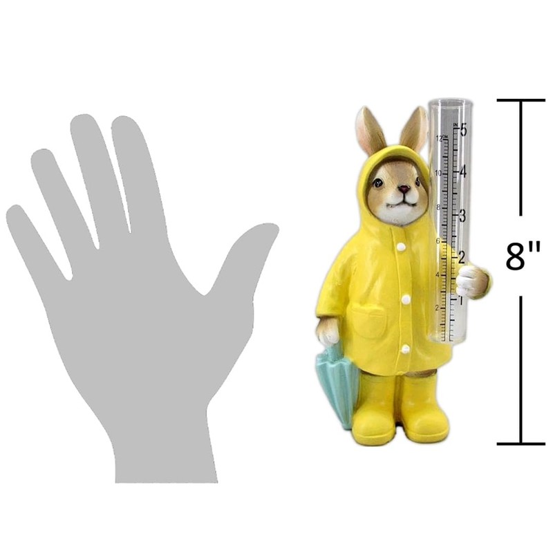 The Bridge Collection Raincoat Bunny Rain Gauge-Cute Rabbit Spring Garden