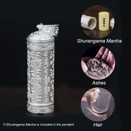 Collar de urna para cenizas, recuerdo conmemorativo de cremación de cenizas, colgante de plata de ley 925, mandala Maha Pratisara Budismo Mantra Shurangama Mantra Joyería, Plata, Sin piedra preciosa