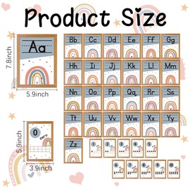 kapitomanio 37pcs Boho Alphabet Line Bulletin Board Set Rainbow ABC Alphabet and 0-10 Number Cards Classroom Decorations for PreSchool Kindergarten Elementary Homeschool Wall