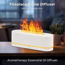 300ml Fireplace Fire Flame Aromatherapy Diffuser with Two Colors Changing, Ultrasonic Cool Mist Flame Scent Aroma Essential Oil Diffuser Humidifier for Room Office Home(Waterless Auto Off)
