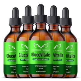 GlucoVitalis Drops, Max Strength, Gluco Vitalis Liquid Supplement (5 Pack)
