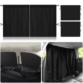 Set of 3 Car Window Shades, 1 Rear Seat Divider Curtain & 2 Rear Side Window Sun Shades, 95% Light Blocking Car Window Covers Privacy Protection Curtains for Breastfeeding,Taking a nap,Camping,