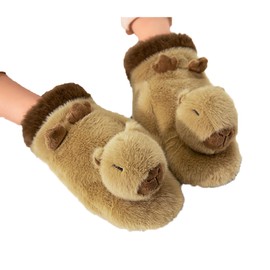 XINCHIA Winter Furry Gloves Mittens for Women Cartoon Animal Dolphin Capybara Full Finger Thermal Gloves Cute Fluffy Outdoor Skiing Skating Cycling Hand Warmer Fancy Dress Handwear Winter Accessories