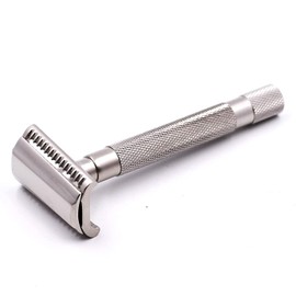 Parker's Semi Slant Safety Razor and 5 Parker Premium Double Edge Razor Blades - Satin Chrome