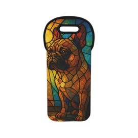 Queen of Wrap Stained Glass French Bulldog Wine Tote Bag, Dog Lovers Gift, Wine Carrier, Pet Owner, Perfect for Celebrations