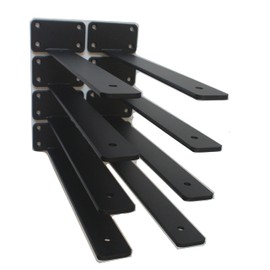 8 Pack - 12 inch Black Hidden L Shelf Bracket (1/5 Inch Thicked) Iron Shelf Brackets, Metal Shelf Bracket, Industrial Shelf Bracket, Modern Shelf Bracket, Metal L Brackets for Shelves Support