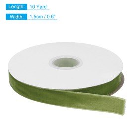 MECCANIXITY Velvet Ribbon 5/8 Inch x 10 Yard Single Face Spool Silky Velvet Fabric for Bouquets DIY Crafts Gift Wrapping Wedding Party Olive Green