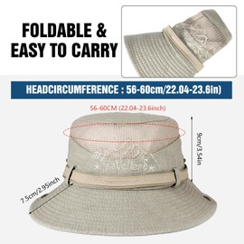 AYPOW Unisex Wide Brim Cotton Fishing Hats Summer UV Protection Sun Hat Breathable Foldable Adjustable Boonie Hats Safari Hat Outdoor Hats Beach Caps for Hiking Camping Safari Fishing, khaki, Unit