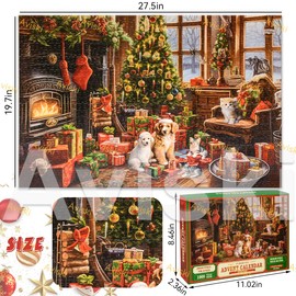 Christmas Advent Calendar 2024 Jigsaw Puzzles - Fireplace 1000 Pieces Holiday Puzzles for Kids and Adults, 24 Boxes Puzzle Countdown Calendar to Christmas Family Toys Gift (27.6 in x 19.7 in)