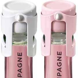 HYZ Champagne Stoppers - Stainless Steel Sparkling Wine Bottle Stopper with Pure Silicone Air Tight Seal - Professional Wine Saver for Champagne，Prosecco and Cava (1*White 1*Pink)