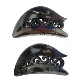 Twinkle Jaw Hair Clips Crackled Infinity Wave Letter - 2 Pcs