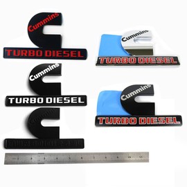 Yoaoo 2Pack Compatible with Cummins Turbo Emblem Badge 2500 3500 Emblem Matte Big Black Red 6.2" by 3.4" inches