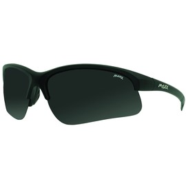 Maxx Domain Polarized Sports Sunglasses - Black Half Frame with Smoke Lenses