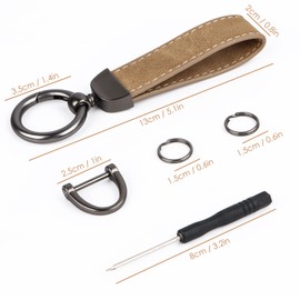 Byffoer Short Key Chain, Leather Keyholder, Wristlet Keychain Lanyard Wrist Strap Leather for Keys Phone USB Camera Work Card (Curry), curry