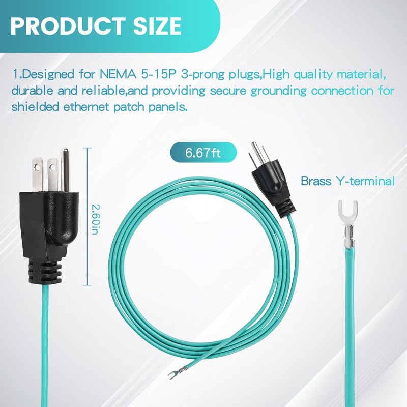 Zookpr Shielded Ethernet Patch Panel Bond & Ground Extension Cord