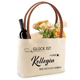 EKKONG Abschiedsgeschenk Kollegen Personalisierte Tasche, Abschied Kollegin Tragetasche, Baumwolltasche Geschenk für Kollegen zum Abschied, Geburtstag, Weihnachten, Ruhestand, Beste Kollegin Geschenk