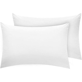 Pack of 1 Easy Care Plain Dyed Polycotton Housewife Pillowcases Pair 50 x 75cm (White)