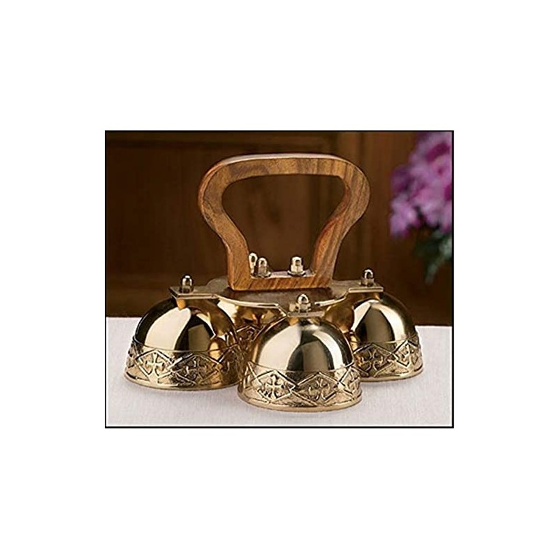 4-bell Embossed Brass Altar Bells