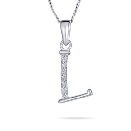 Delicate ABC Cubic Zirconia Pave CZ Capital Block Letter Alphabet Initial L Pendant Necklace For Women Sterling Silver