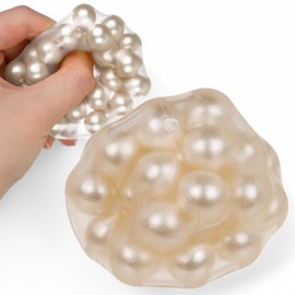 MIJOMA Sensory Kaka Squeeze & Wall Ball - Anti Stress Ball with Bead Filling, Flexible & Relaxing, Ideal for Stress Relief, Smooth Gliding on Walls (White)