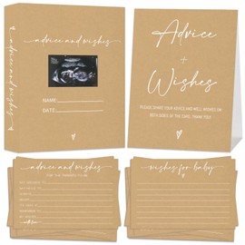 Baby Shower Advice Cards for Parents To Be, 50 Wishes for Baby Cards with Album, Advice and Wishes Book for New Parents, Boy or Girl Gender Reveal Baby Shower Game Decorations
