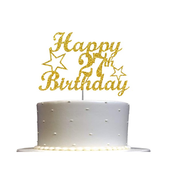 Decoración para tartas de cumpleaños con purpurina dorada, ideas de decoración de fiesta, calidad premium, resistente purpurina de doble cara, palo de acrílico. Fabricado en Estados Unidos (27)