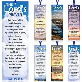 Dispowreath 60 Pcs The Lord's Prayer Bookmark Religious Christian Bookmarks for Teens Men Women Church Home Party Favors