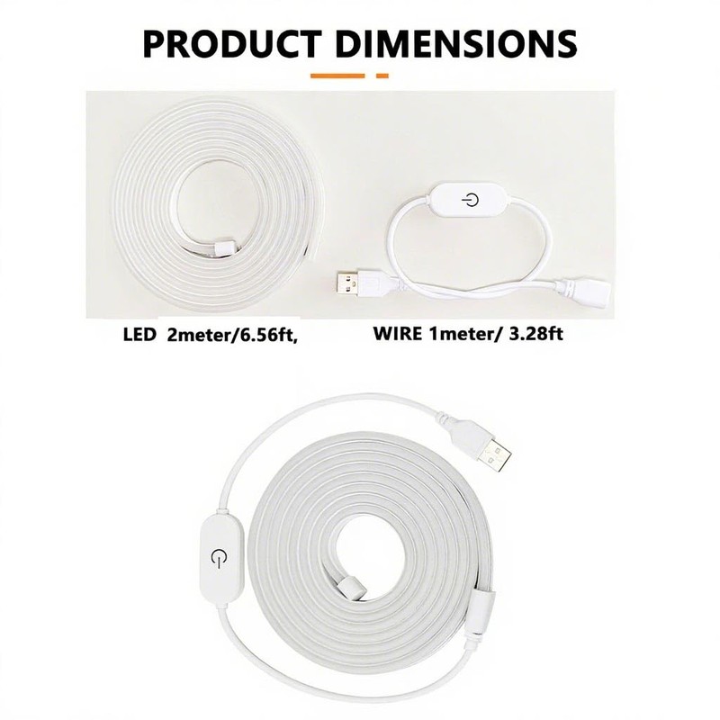 Weforu LED Strip Light 2m Dimmable Neon Rope Light USB