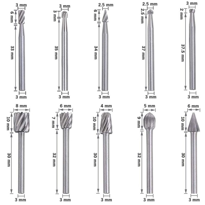 Saipor 5pcs 1/4" Shank Rotary Rasp File Burr Set Woodworking