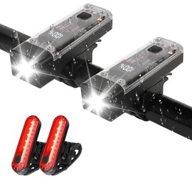 2 Pack Bike Lights Front and Back, USB-C Rechargeable Bicycle Lights Front and Rear for Night Riding, Bike Headlight and Tail Light Set, IPX4 Waterproof High Lumens LED for Men Women