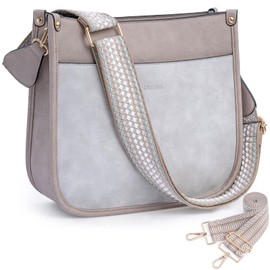 Caitina - Bolso bandolera de piel vegano para mujer, con 2 correas ajustables, A26-zs Cloud Gray