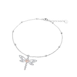 MISTBEE Dragonfly Anklets for Women Sterling Silver Adjustable Dragonfly Ankle Beach Foot Jewelry Birthday Gifts
