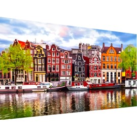 Large Diamond Painting for Adults landscape, Lakeside Town Diamond Art painting Kits, DIY 5D Paint by Diamonds, Scenery Gem Art Painting Kits Crafts for Office and Home Wall Decor(15.7x27.5inch)