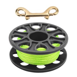 Dive Reel Fluorescent Green Line Plastic Material Copper Double Ended P Hook 30 Meters Cable Length Diving ReelsBlack
