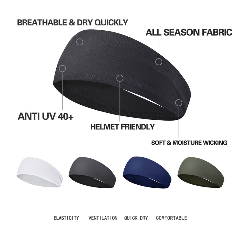 Acozycoo Mens Running Headband,5Pack,Mens Sweatband Sports Headband for Running,Cycling,Basketball,Yoga,Fitness Workout