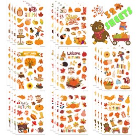 Fall Stickers Autumn Stickers for Kids 640PCS Thanksgiving Maple Leaves Stickers Hello Fall Stickers Envelope Thanksgiving Party Classroom Decor