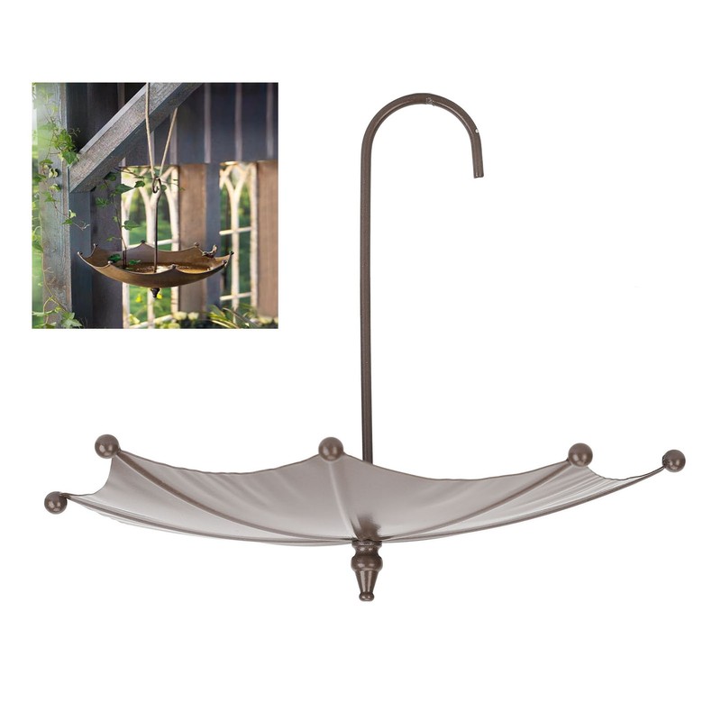 Umbrella Shaped Bird Trough Metal Hanging Bird Feeder Tray Metal
