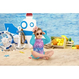 BesserBay Baby Girls' Cute Rash Guard One-Piece UPF 50+ Long Sleeve Swimsuits 0-36 Months, mermaid