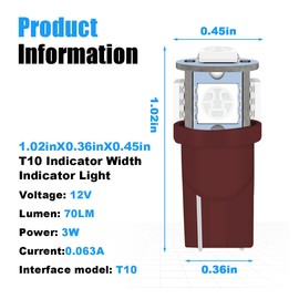smilfuy 2PCS 194 LED Bulbs Tag Lights for License Plate, Wedge 168 T10 2825 5SMD LED Bulbs 5050 Chips 6000K Red, 12V Bulb Replacement for Car Interior Dome Map Door Courtesy License Plate Lights Lamp
